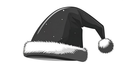 Black and white Santa hat, fur trim, festive