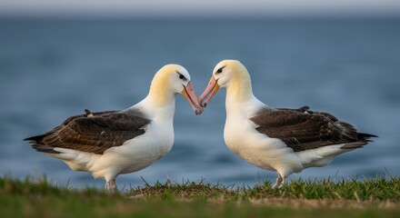 Obraz premium Pair of wandering albatrosses facing each other
