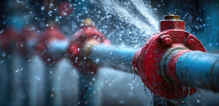 Burst water pipe with a leak