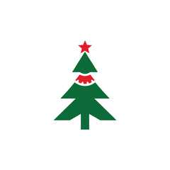 Simple Green Christmas Tree Icon with Star and Ornament holiday winter design minimal graphic symbol vector illustration xmas