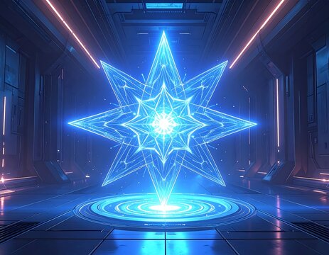 Sci-fi starburst in futuristic corridor