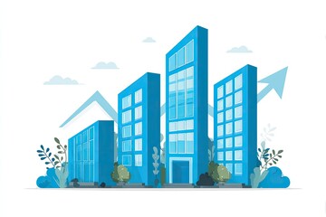 Modern city buildings with upward trend