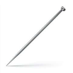 A long, slender, metallic rod, angled diagonally.  A small, round head is at one end