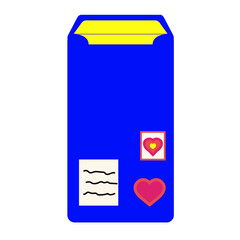 Bright blue packaging with a yellow top and a heart logo on the corner, suitable for food products