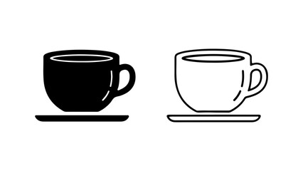 Two coffee cups side by side with a saucer and handle design.