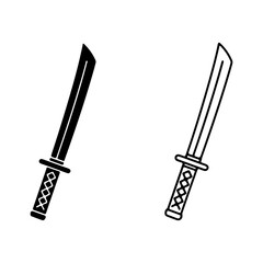Two detailed katana swords side by side with black and white design.