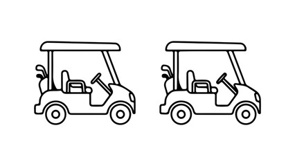 Two hand drawn golf cart vector illustrations.