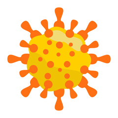 Colorful illustration of a virus with protruding spikes, set against a plain background