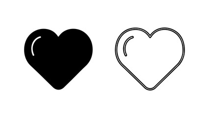 Two heart shapes one filled black one outlined white simple design graphic elements heart symbol love icon.