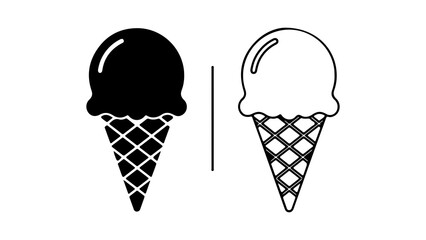 Two ice cream cone icons one solid and one outline.