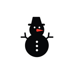 Simple Snowman Icon, Winter Holiday Symbol christmas illustration design graphic clipart silhouette vector cute black white background