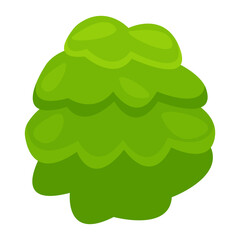 Vibrant green stylized tree with layered foliage against a clean white background