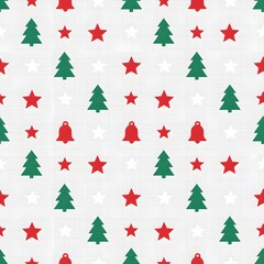 Obraz premium Seamless Christmas Tree and Star Pattern