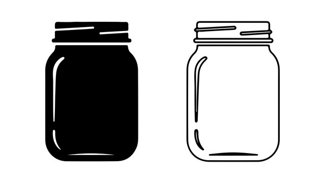 Two mason jars side by side one black and one outline.