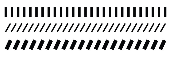 Slash line border. Diagonal parallel lines divider strip. Tilt strip geometric abstract border. Slash divider. Vector illustration isolated on white background. Eps 10  .