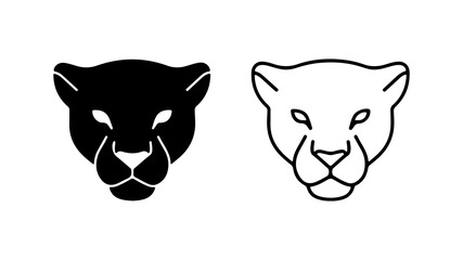 Two panther head illustrations in black and white simple and elegant design.