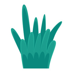 Vibrant green plant leaves emerging from the ground against a clean white background