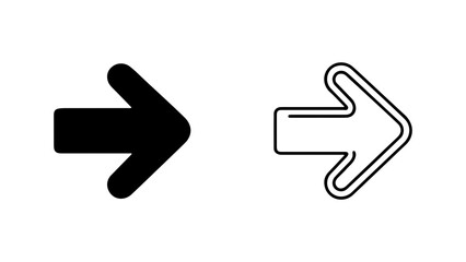 Two rightpointing arrows one solid black one outlined white simple and clear directional symbols.