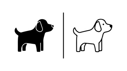 Two simple line art dogs black and white.