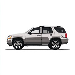 Obraz premium Side view of a light gray SUV