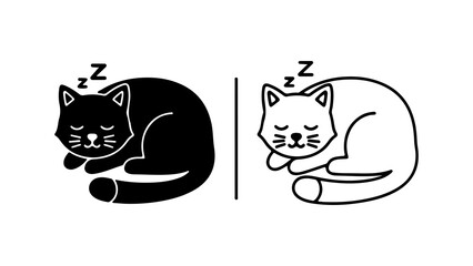 Two Sleeping Cats One Black One White Icon Style.