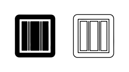 Two square icons with vertical rectangles inside a black and white design.