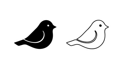 Two stylized bird silhouettes one solid black one outlined white simple and modern design.