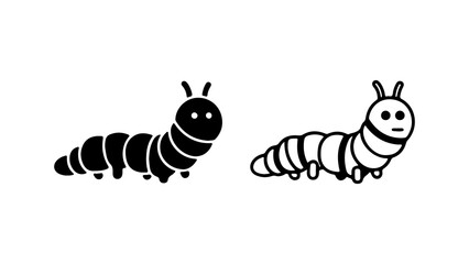 Two stylized caterpillar icons one solid black and one outline.