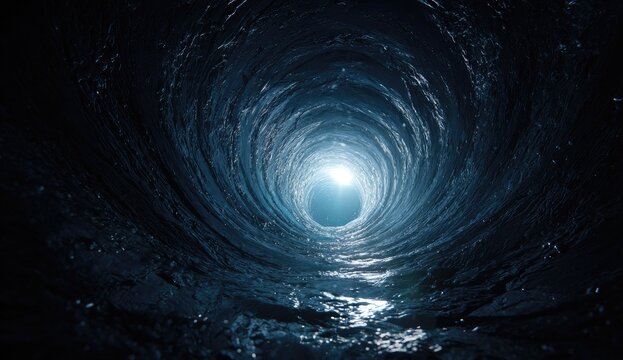 Dark swirling water tunnel