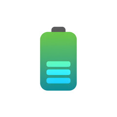 Obraz premium A stylized, modern icon representing a battery with a green to blue gradient, indicating a full charge.