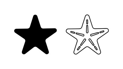 Two stylized starfish icons one solid black and one outlined representing marine life.