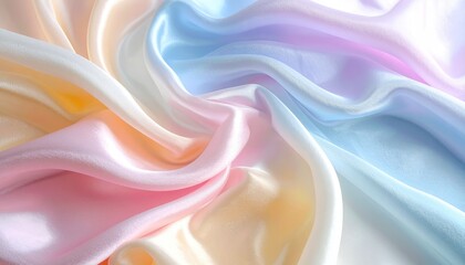 Soft, pastel fabric folds in an abstract pattern. Silky texture with gentle light and shadow. Dreamy, peaceful and serene pastel colors