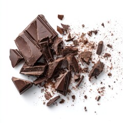 Broken dark chocolate bar on white background (3)