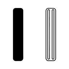Two Vertical Rectangular Shapes One Solid Black One Outline White.