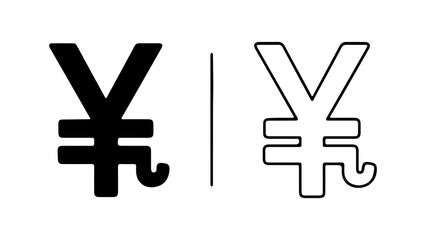 Two Yen Symbols One Filled One Outline.