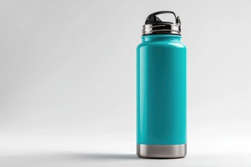 Teal insulated water bottle against a plain background