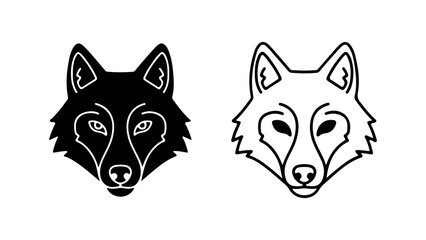 Wolf head illustration in black and white perfect for design projects.