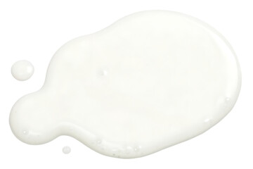 A single large organic blob of white liquid or paint splattered and dripping on a black background