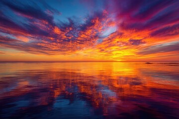 Obraz premium Vibrant sunset over calm water
