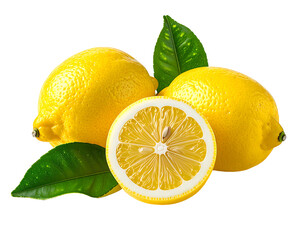 Fresh lemons, whole and sliced, with leaves (2)