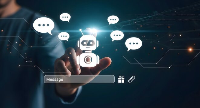Chat bot technology concept for ai artificial intelligence and automation in business support - Powered by Adobe