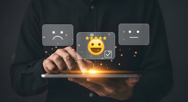 Customer experience feedback survey online rating satisfaction five stars digital review concept