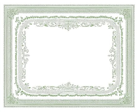 Ornate, light green frame