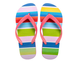 Pair of colorful striped flip-flops
