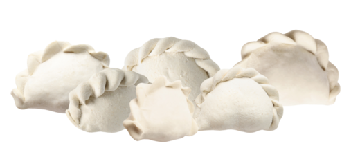 homemade dumplings prepared for cooking on transparent background