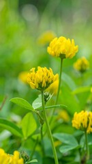 Close-up of bright yellow flowers with green foliage