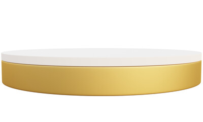 White and gold podium for advertising Christmas exhibition products. 3D illustration.
