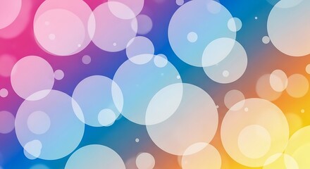 Vibrant circular shapes create a cheerful and colorful design with soft, pastel hues.