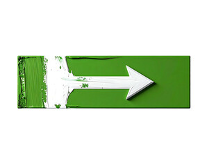 Green painted arrow sign, uneven application