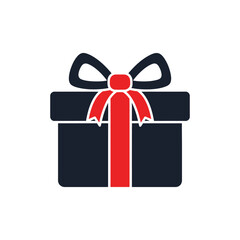 Gift box icon with red ribbon. Present symbol. holiday celebration christmas birthday anniversary vector illustration graphic design